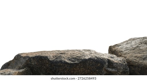 Stone Background With Texture And Design, Beach Isolated Nature Landscape With Space, Wall And Mountain In Blue, Stage Floor With Podium Rock Shape, Product Display, Presentation Mockup And Copy Space