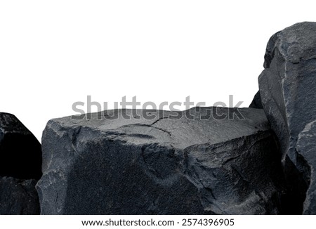 Stone Background With Texture And Design, Beach Isolated Nature Landscape With Space, Wall And Mountain In Blue, Stage Floor With Podium Rock Shape, Product Display, Presentation Mockup And Copy Space