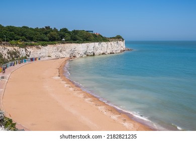 Stone Bay Featuring Sandy Beach And Chalk Cliff In The Seaside Town Of Broadstairs, East Kent, England