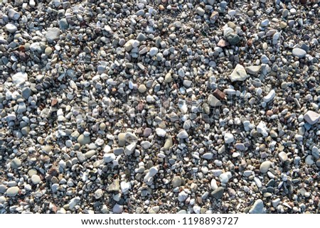 Stone beach floor background texture of pepple beach stones horizontal
