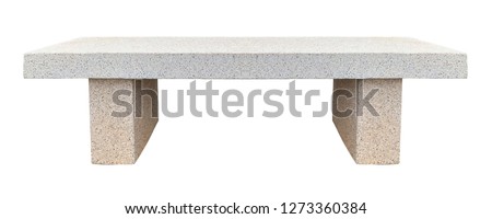 Stone bench covered with marble chips isolated on a white background
