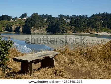 Stone bench overlooking the cove