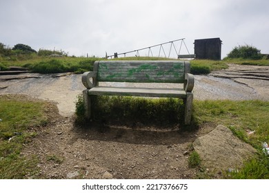 Stone Bench For Relaxing At Top Of The Nandi Hills Located At Bangalore, India. 