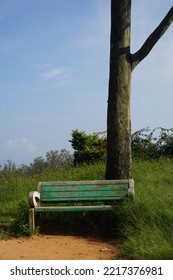 Stone Bench For Relaxing At Top Of The Nandi Hills Located At Bangalore, India. 