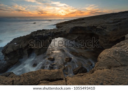 Similar – Image, Stock Photo Rocky cliff with sunset on the horizon