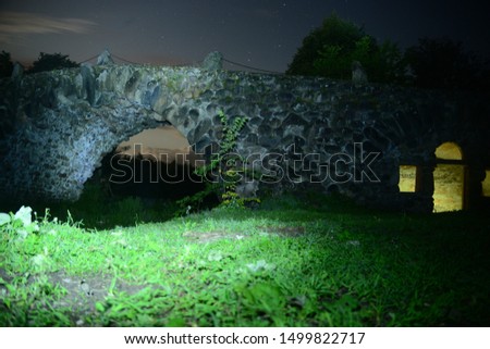 Аncient stone bridge night shooting