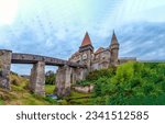 Stone bridge to the old castle. Castle bridge. Medieval castle with stone bridge. Medieval castle bridge