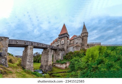 Stone bridge to the old castle. Castle bridge. Medieval castle with stone bridge. Medieval castle bridge - Shutterstock ID 2341512585