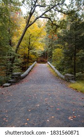 Stone Bridge Path In Rockefeller State Park Passing Over The Pocantico River