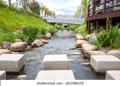 Stone Bridge Urban Landscape To Cross A Small Stream