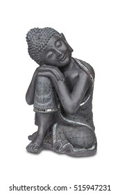 Stone Buddha Statue Isolated Over White With Clipping Path.