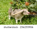 Stone buffalo statue