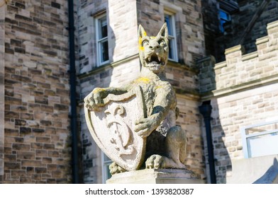 Stone Carved Cat At Entrance To Stormont Castle, Belfast