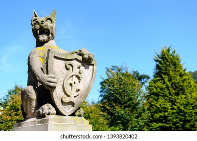 Stone Carved Cat At Entrance To Stormont Castle, Belfast