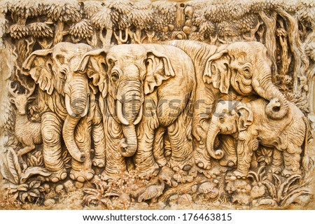 Stone carved elephants from Thailand