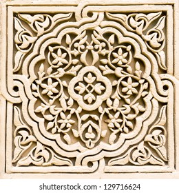 Stone carving of flower motif pattern