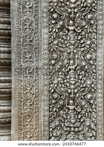 Stone carvings in Khmer art as background