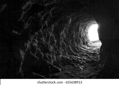 the stone cave inside - Shutterstock ID 655638913