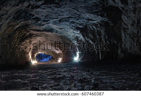 Stone cave inside near entrance