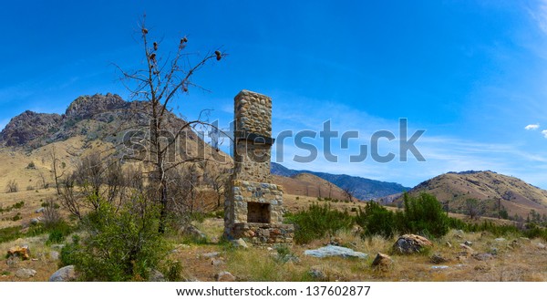 Stone Chimney All That Remains Burned Stock Photo Edit Now 137602877