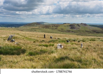 Stone circle of Bed Arthur, the grave of Arthur, just below the summit of Carn Bica, Preseli Hills, Pembrokeshire Coast National Park, Wales, UK - Shutterstock ID 1788741746