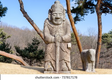 Stone Civil Official  At The Royal Tomb Of The Joseon Dynasty (1392-1910) At Gangneung Royal Tomb, Nowon District, Seoul, South Korea