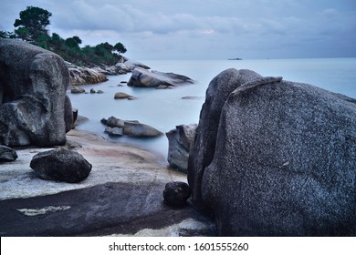 Stone Configuration At Tikus Beach Sungailiat Bangka Indonesia