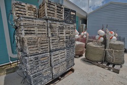 Stone Crab Traps, Ropes And Buoys Beside A Fish House In Tarpon Springs, FL 