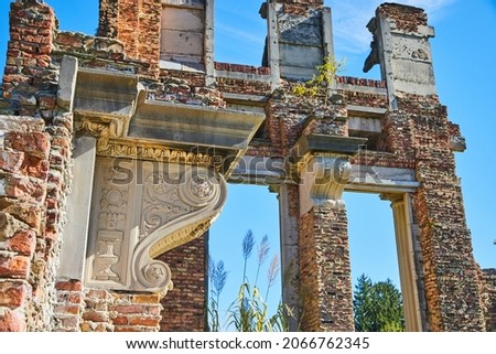 Stone detailing of old ruins covered in brick