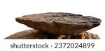 Stone display product isolate on white background, Rock shelf and free space mock up well editing display products advertising, Stone clipping paths 