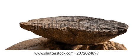 Stone display product isolate on white background, Rock shelf and free space mock up well editing display products advertising, Stone clipping paths 