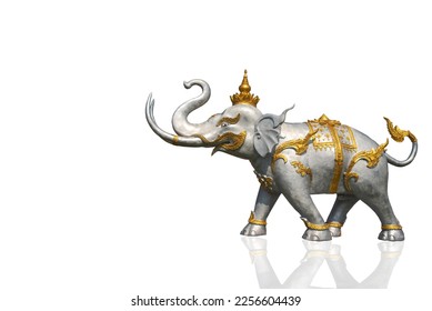 Stone elephant. Isolated from reflection background. - Powered by Shutterstock