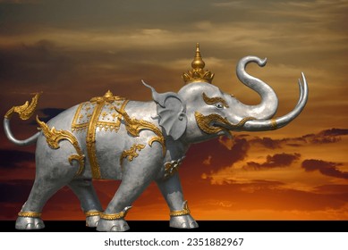 Stone elephant. Isolated from reflection background. - Powered by Shutterstock