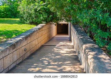 Stone entrance to Royal Tombs of Aigai. Vergina. Central Macedonia, Greece
