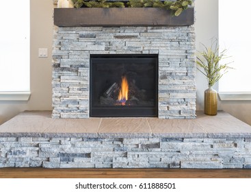 Stone Fire Place And Hearth