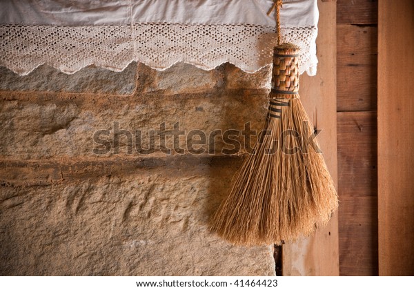 Stone Fireplace Lace Mantle Covering Antique Stock Photo Edit Now