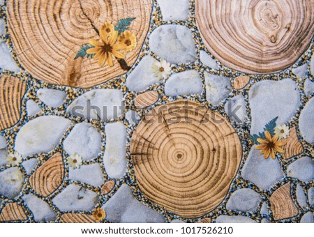 Stone floor for interior, round marble textures, tiles

