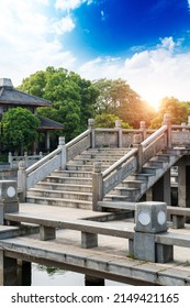 Stone Footbridge In An Asian Garden