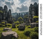 Stone Forest (Shilin) is a stunning natural landmark located in Yunnan Province, China. Renowned for its dramatic karst landscape, it features a vast expanse of towering limestone pillars.