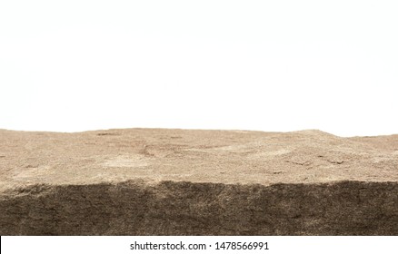 Stone front blurred board empty table on white background, for product display, Blank for mockup design.
