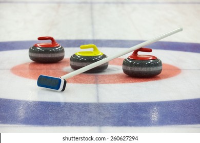 Stone For Game In Curling On Ice