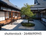 stone garden by Kenninji temple terrace in autumn, Kyoto, Japan. Famous travel destination in Kansai especially in autumn season.