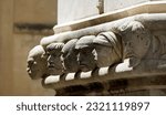 Stone head details of St. James Cathedral in sibenik