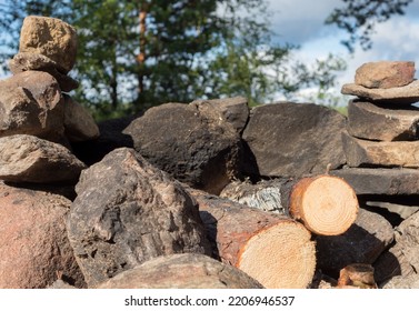 Stone Hearth For A Fire In The Forest