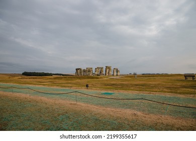 Stone Henge View Point In England. Spiritual Historical Architecture. History Impressive. Moody Cloudy.