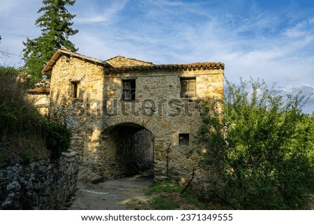 stone houses of an ancient abandoned town in Lunigiana.  Massa Carrara.  Tuscany.  Italy