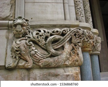 Stone Lion Carving On Courthouse Building, Parkersburg, Wood County, West Virginia