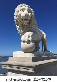 Stone Lion Statue Standing Guard.