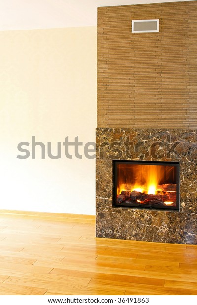 Stone Marble Fireplace Living Room Stock Photo Edit Now 36491863