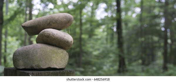Stone markers in forest in Maryland.
